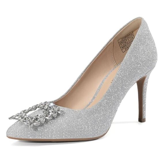 NWT Gorgeous DREAM PARIS 7.5 Silver Bling Pointed Toe Stiletto Sparkly Pumps - Picture 1 of 13